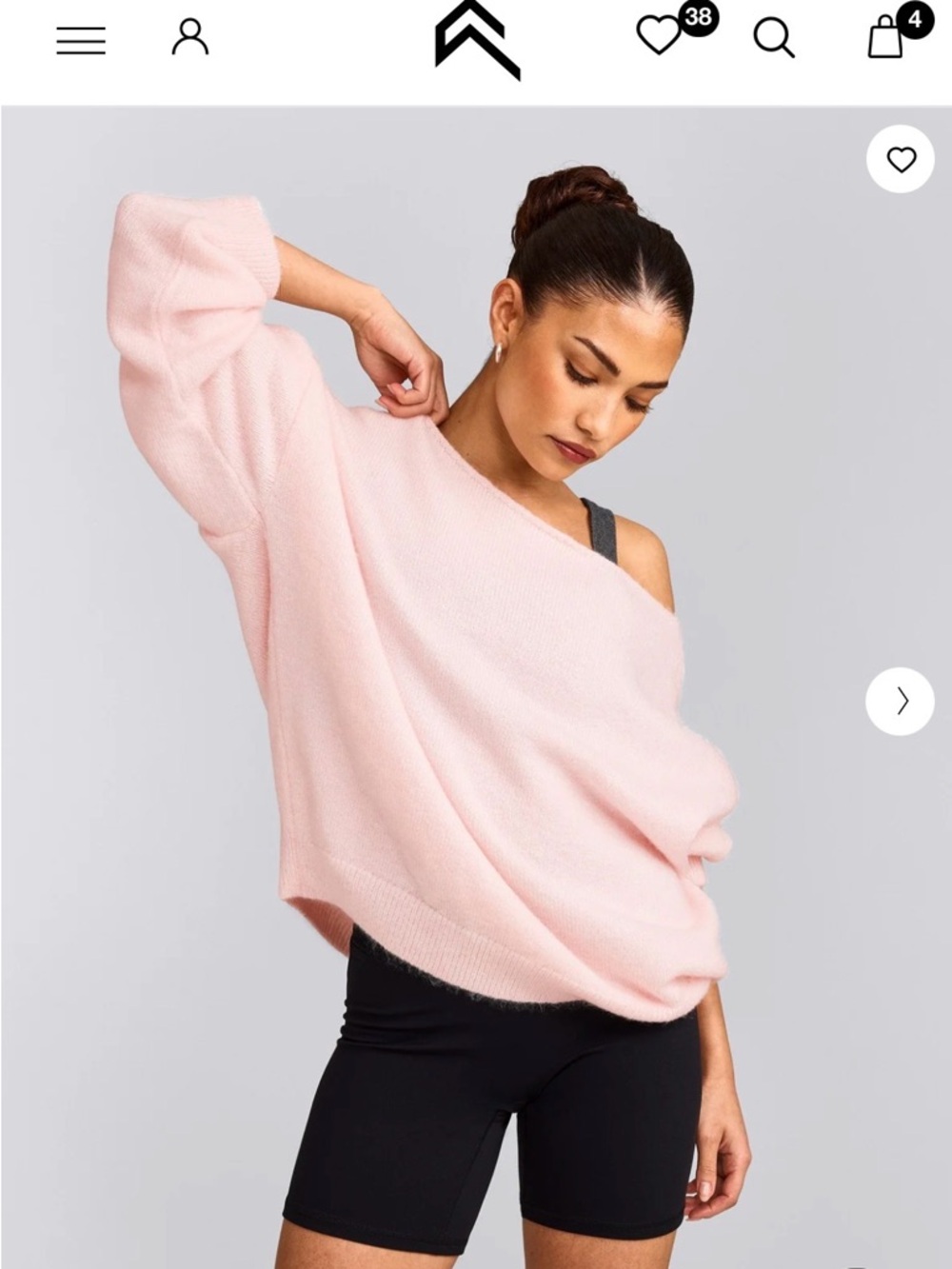 Oner Active Soft Girl Pink Off-Shoulder Knit Sweater